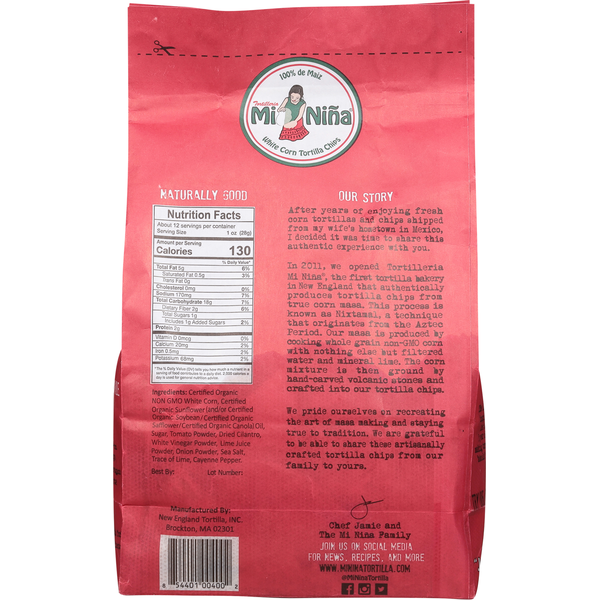 Mi Nina Tortilla Chips, White Corn, Pico De Gallo