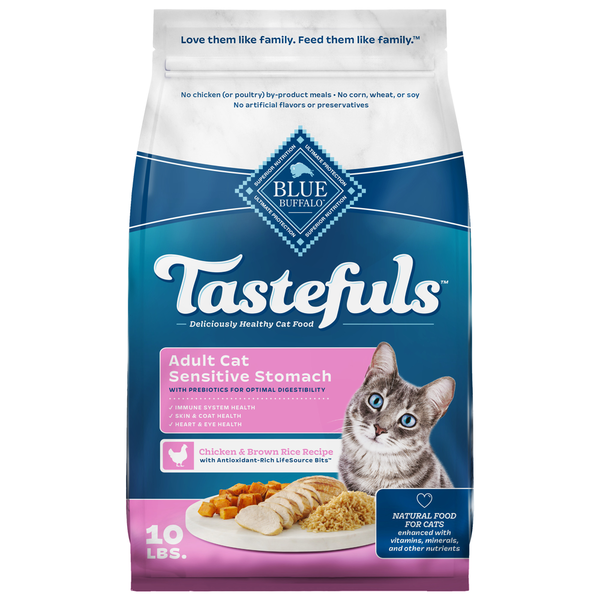 Blue Buffalo Tastefuls Sensitive Stomach Natural Adult Dry Cat Food, Chicken DestGlow