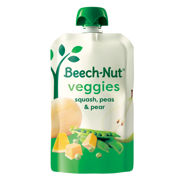 Beech-Nut Veggies Stage 2 Baby Food, Squash Peas & Pears, 3.5 oz Pouch