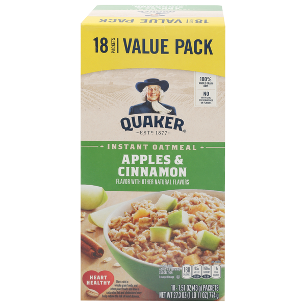 Quaker Instant Oatmeal, Apples & Cinnamon - Pack