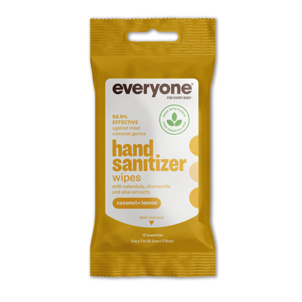 Everyone Hand Sanitizer Wipes, Coconut + Lemon