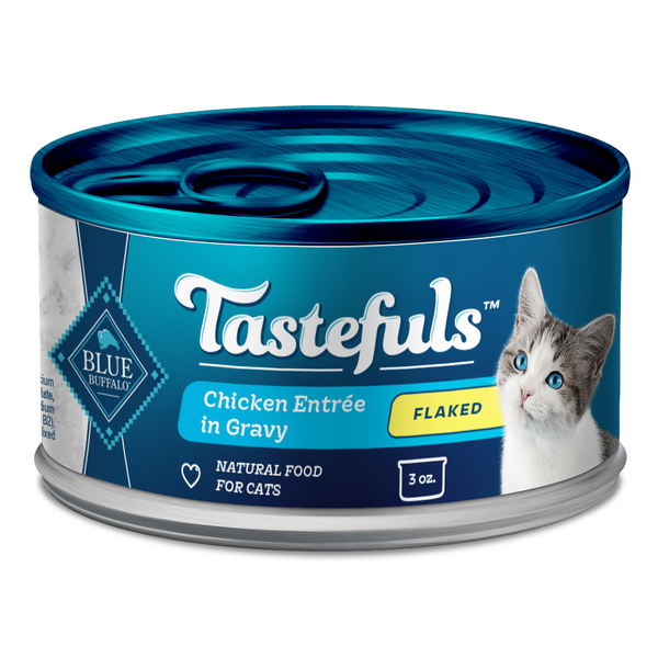Blue Buffalo Tastefuls Natural Wet Food for Adult Cats, Flaked Chicken Entrée in Gravy