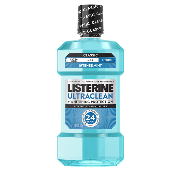 Listerine Ultraclean Intense Antiseptic Mouthwash + Whitening Protection*, Intense Mint, 1L