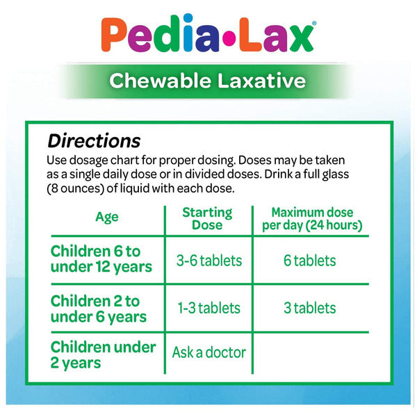 Pedia-Lax Laxative Chewable Tablets for Kids, Ages 2-11 Watermelon