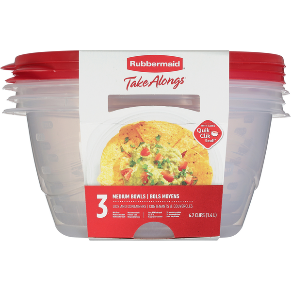 Rubbermaid Containers & Lids, Medium Bowls, 6.2 Cups