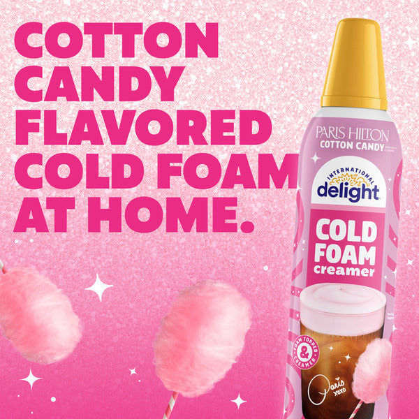 International Delight Cold Foam Coffee Creamer, Paris Hilton Cotton Candy Cold Foam Flavored Creamer, 14 oz Can