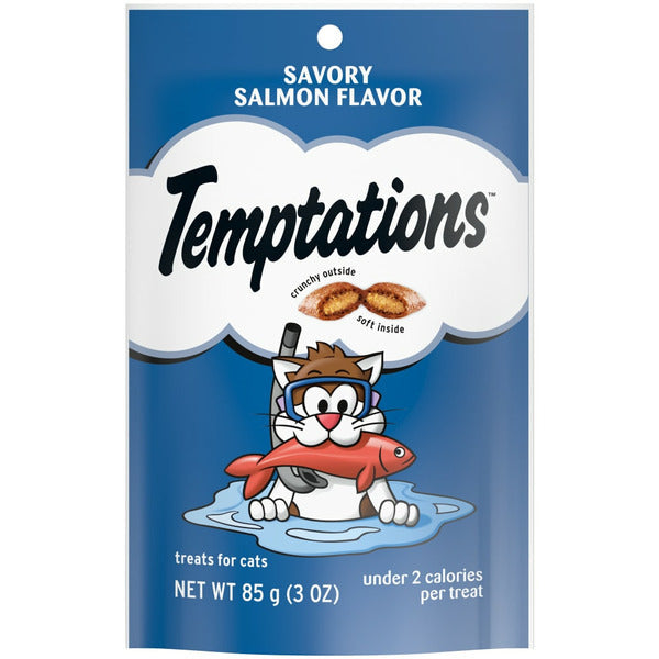 TEMPTATIONS Classic Crunchy and Soft Cat Treats Savory Salmon Flavor