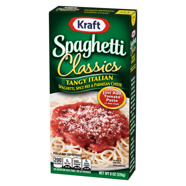 Kraft Spaghetti Classics Tangy Italian Spaghetti, Spice Mix & Parmesan Cheese Meal Mix