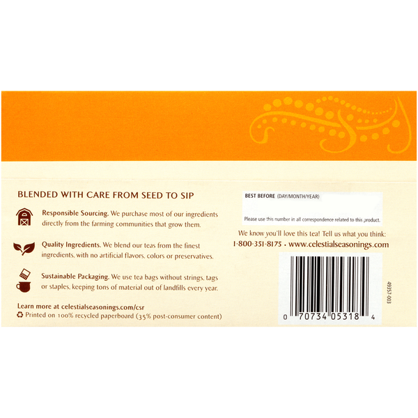Celestial Seasonings Zinger Tangerine Orange Caffeine Free Herbal Tea