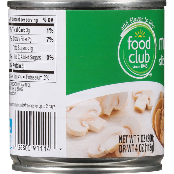 Food Club Mushrooms, Sliced