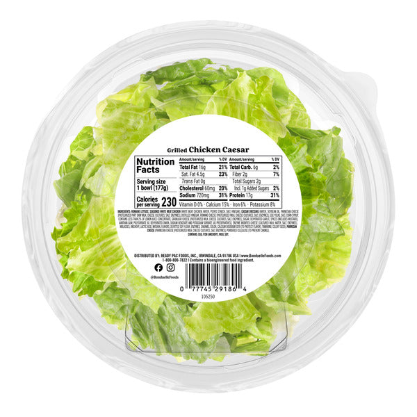 Bonduelle Bistro Chicken Caesar Salad Bowl with Creamy Caesar Dressing