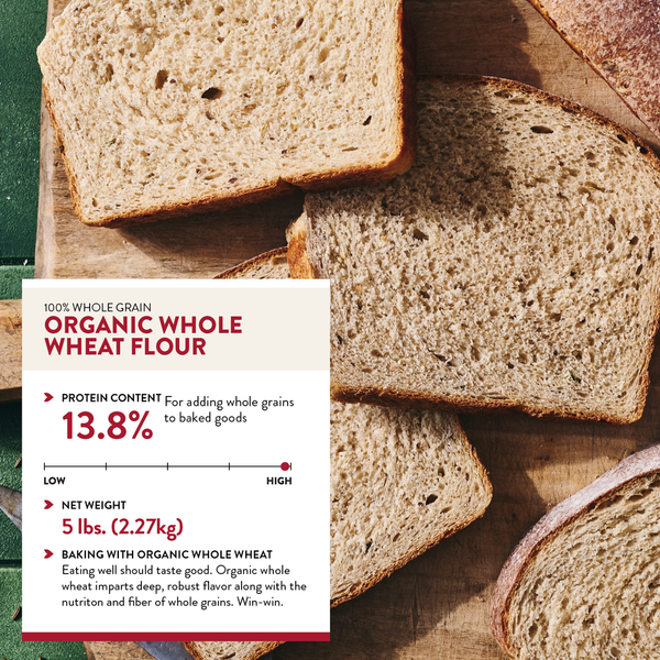 King Arthur Baking Company 100% Organic Whole Wheat Flour, 100% Whole Grain, Non-GMO Project