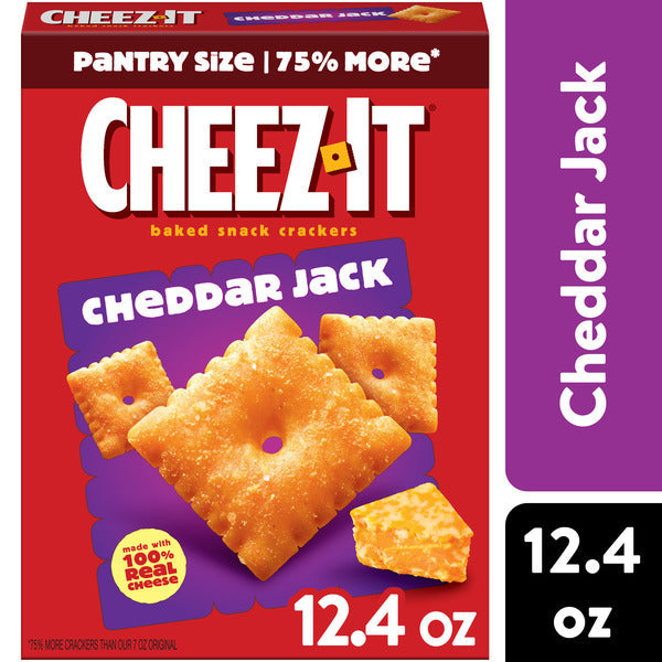 Cheez-It Cheddar Jack Cheese Crackers, Baked Snack Crackers, 12.4 oz