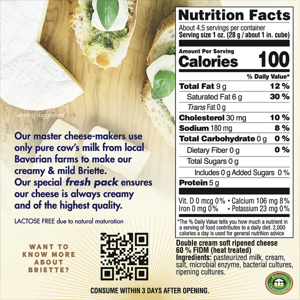 Briette Cheese, Creamy & Mild, Soft-Ripened