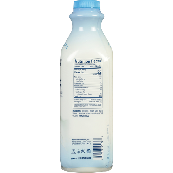 Lifeway Nonfat Kefir, Plain, Unsweetened