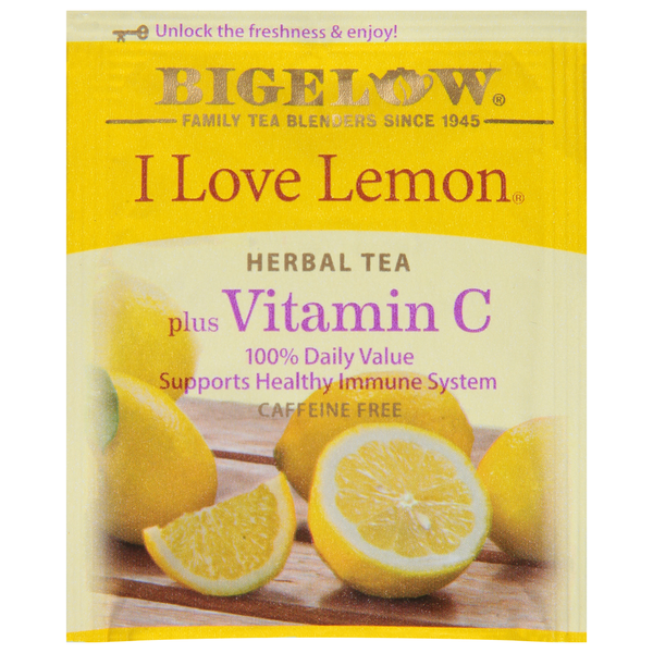 Bigelow Herbal Tea, Plus Vitamin C, I Love Lemon, Caffeine Free, Tea Bags