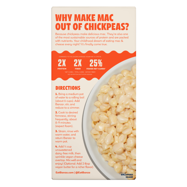 Banza Vegan White Cheddar Shells Mac & Cheese, High Protein, GF