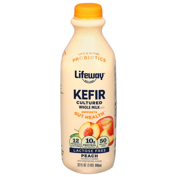 Lifeway Lactose Free Cultured Whole Milk Peach Kefir