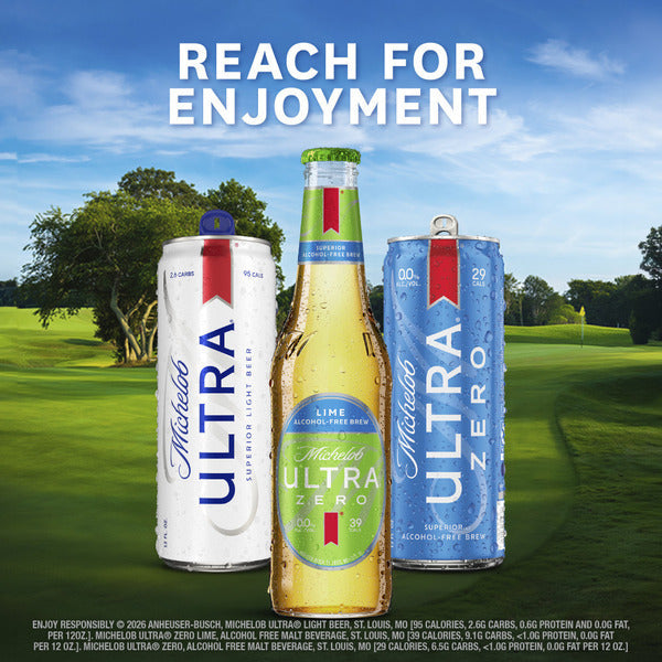 Michelob Ultra Zero Lime Zero Lime Non-Alcoholic American Lager Beer, 6 Pack, 12 Fl Oz Bottles
