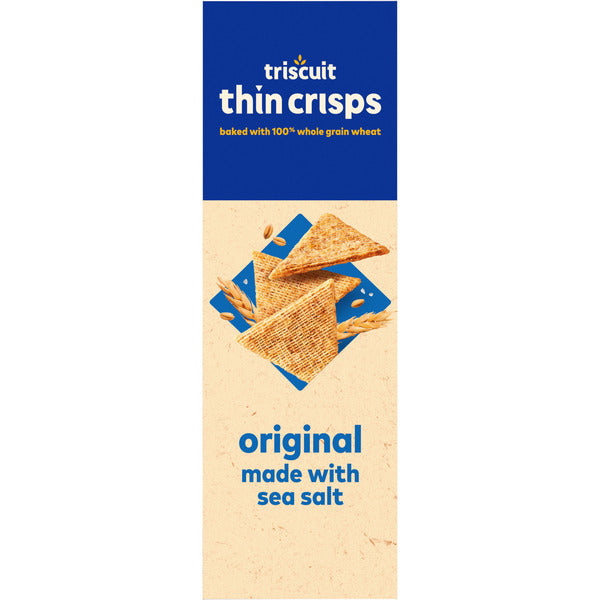 TRISCUIT Thin Crisps Original Whole Grain Wheat Crackers, Vegan Snacks, Lunch Snacks 7 oz