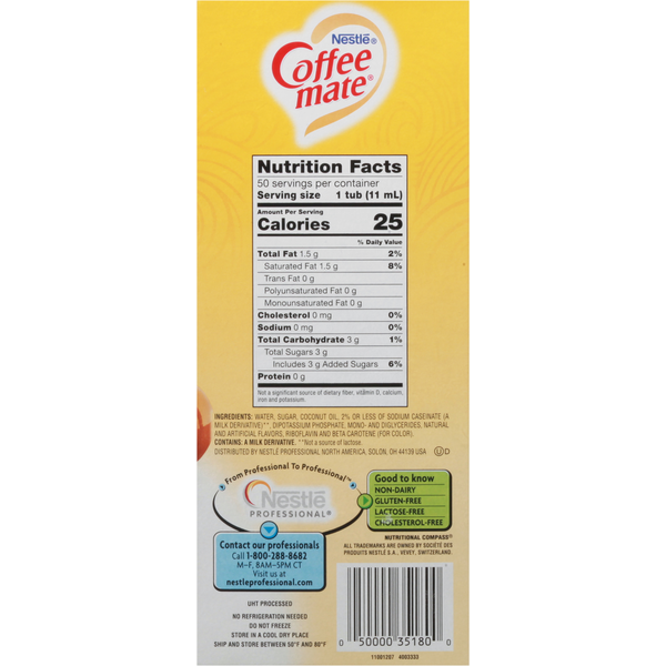 Coffee mate Hazelnut Liquid Coffee Creamer Single Serve Portions