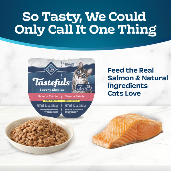Blue Buffalo Tastefuls Savory Singles Wet Cat Food, Salmon, Twin-Pack Cups