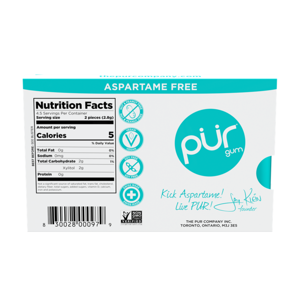 PÜR Wintergreen, Aspartame Free, 100% Xylitol Natural Flavored Gum