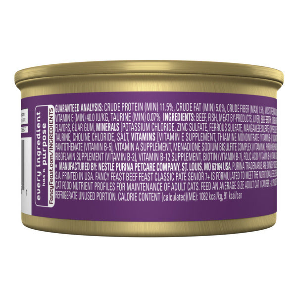 Purina Fancy Feast High Protein Senior Pate Wet Cat Food, Beef Feast Senior 7+