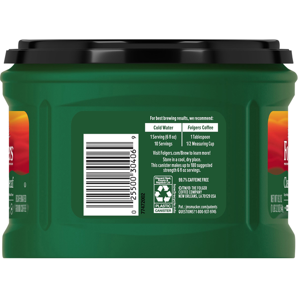 Folgers Coffee, Ground, Medium, Classic Decaf, Decaffeinated