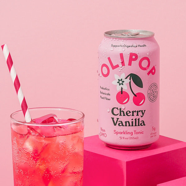 OLIPOP Prebiotic Soda, Cherry Vanilla