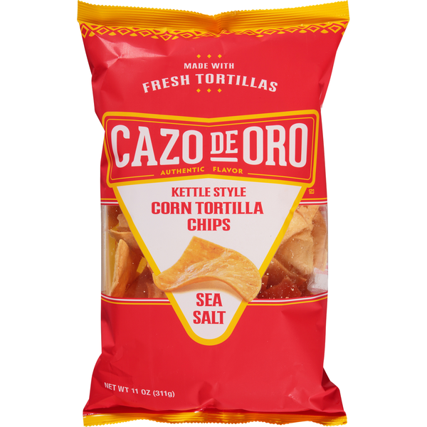 Cazo de Oro Corn Tortilla Chips, Kettle Style, Sea Salt