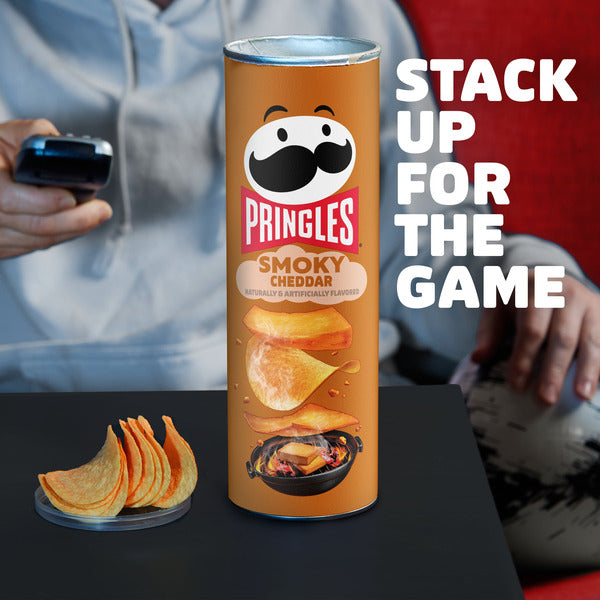 Pringles Smoky Cheddar Potato Crisps Chips, Lunch Snacks, 5.5 oz