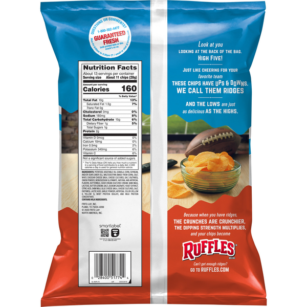 Ruffles Potato Chips, Cheddar & Sour Cream Flavored, Party Size
