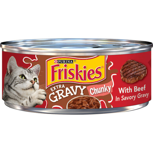 Purina Friskies Gravy Wet Cat Food, Extra Gravy Chunky With Beef in Savory Gravy