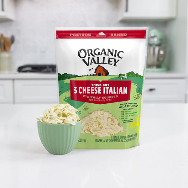 Organic Valley® 3 Cheese Organic Thick Cut Shredded Italian Cheese Blend