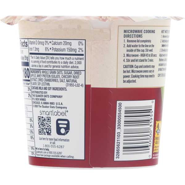 Quaker Instant Oatmeal, Apples & Cranberries
