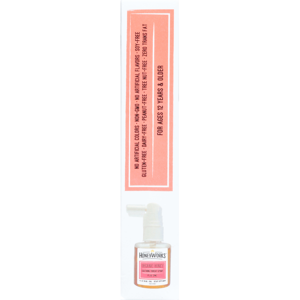 HoneyWorks Throat Spray, Soothing, Plus Zinc, Organic Honey