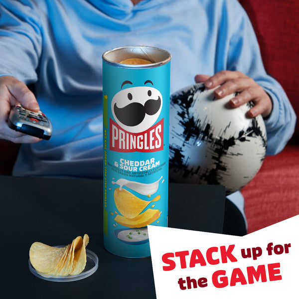 Pringles Cheddar and Sour Cream Potato Crisps Chips, Lunch Snacks, 5.5 oz