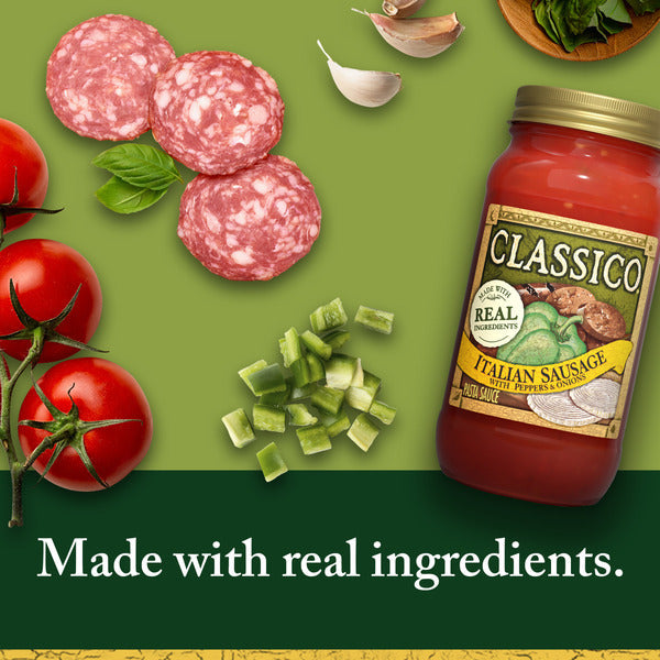 Classico Italian Sausage Spaghetti Pasta Sauce with Tomato, Peppers & Onions