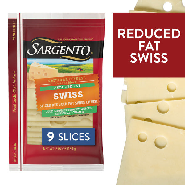 Sargento Reduced Fat Natural Swiss Sliced Cheese, 9 Slices