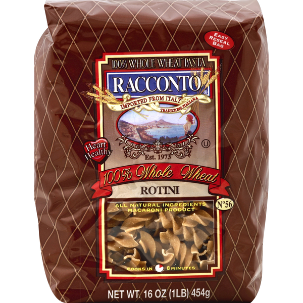 Racconto Italian Foods Rotini, No. 56, 100% Whole Wheat