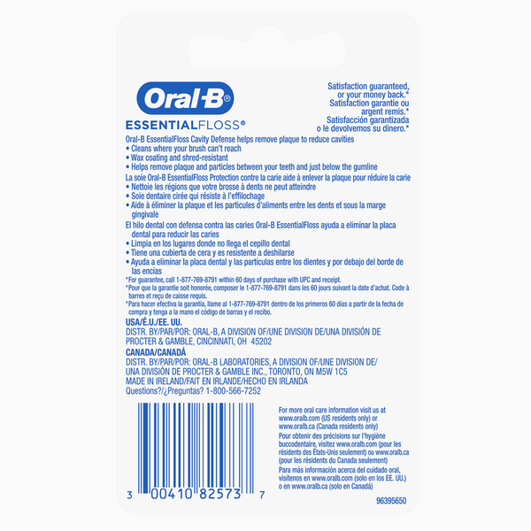 Oral-B EssentialFloss Mint Dental Floss, Cavity Defense, Waxed