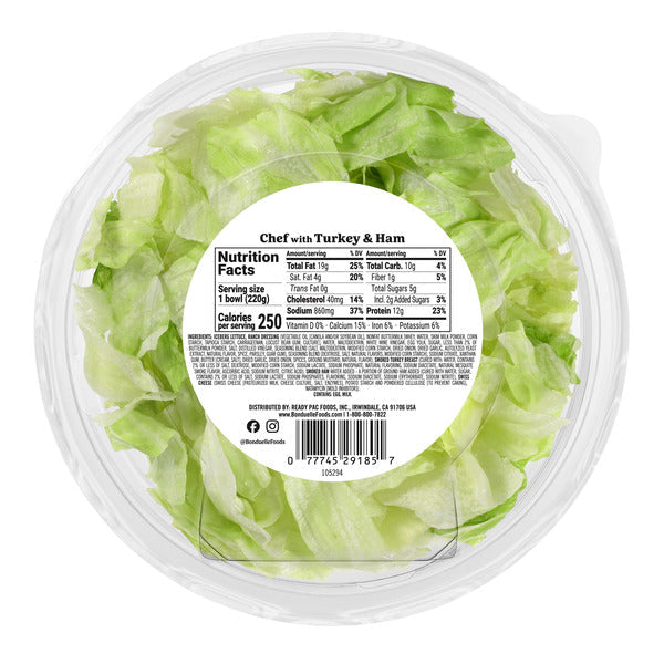 Bonduelle Bistro Chef with Turkey & Ham Salad Bowl with Creamy Ranch Dressing