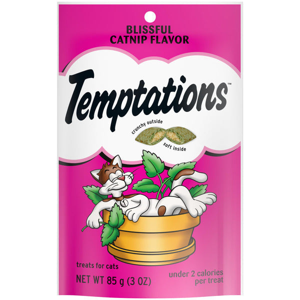 TEMPTATIONS Classic Crunchy and Soft Cat Treats Blissful Catnip Flavor DestGlow