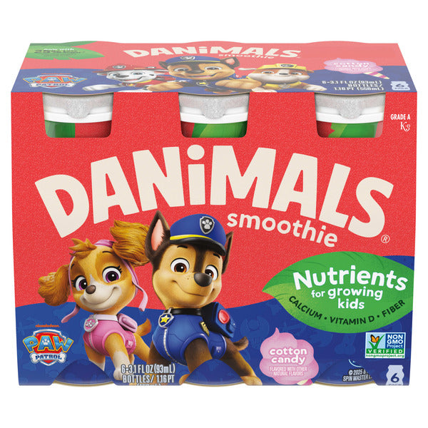 Danimals Smoothie Cotton Candy Dairy Drink Multi-Pack, Creamy and Delicious Low Fat Snacks for Kids, 6 Ct, 3.1 oz Smoothie Bottles DestGlow