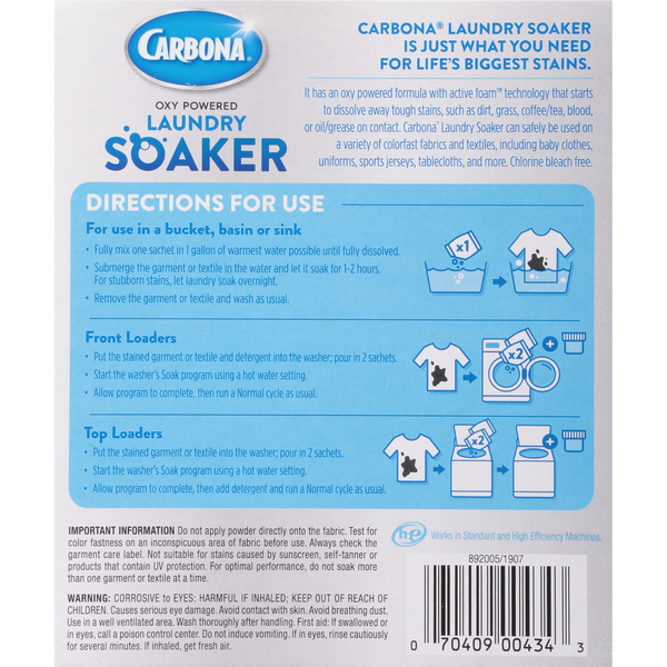 Carbona Laundry Soaker, With Active Foam Technology, Oxy Powered, Fresh Scent