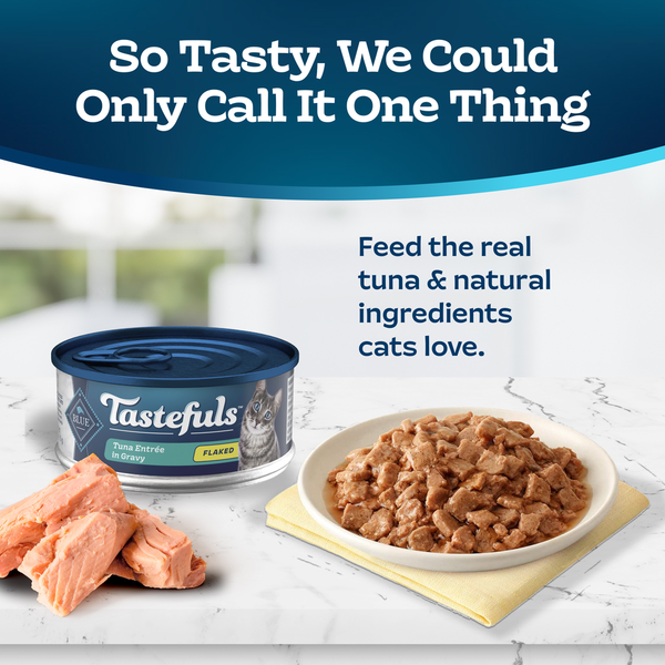 Blue Buffalo Tastefuls Natural Flaked Wet Cat Food, Tuna Entrée in Gravy DestGlow