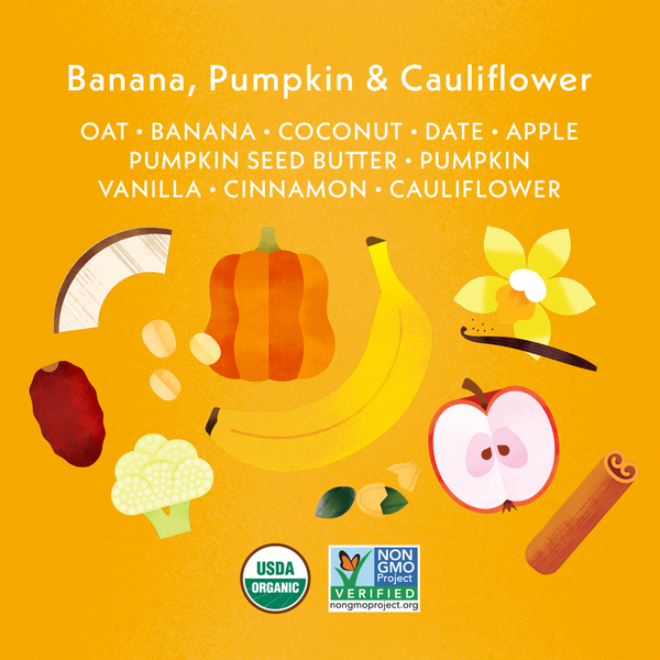 Once Upon a Farm Organic Tractor Wheels Toddler Bar, Banana, Pumpkin & Cauliflower