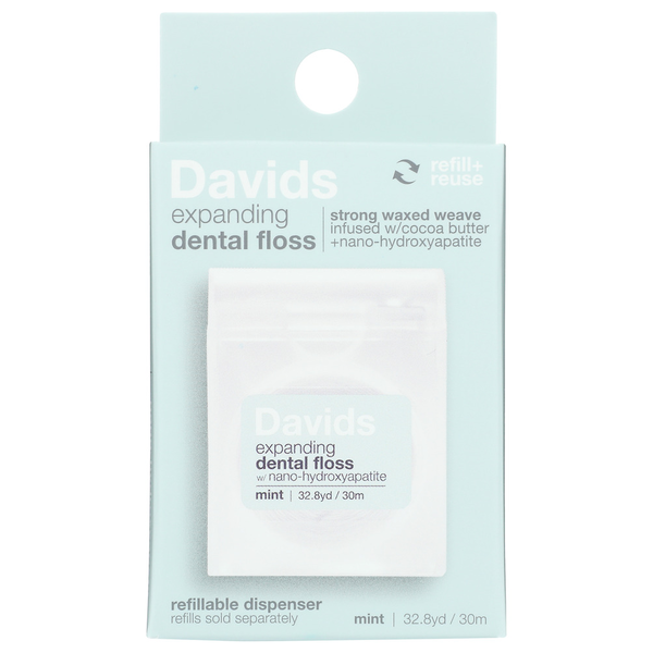 DAVID Expanding Dental Floss W/Hydroxyapatite, Mint, 30M
