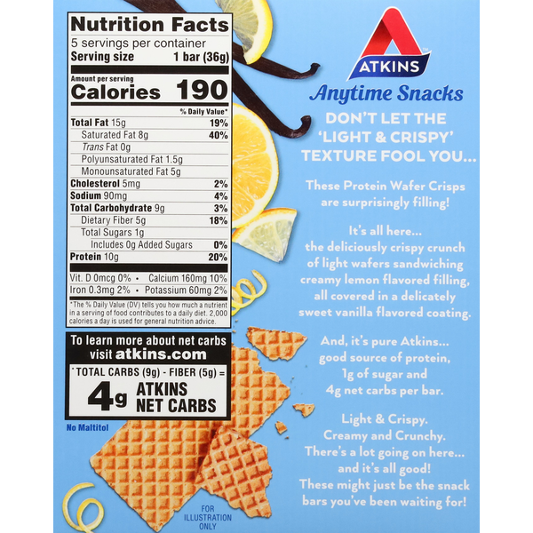Atkins Wafer Crisps, Protein, Lemon Creme